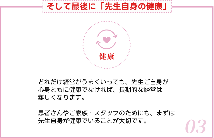 そして最後に「先生自身の健康」